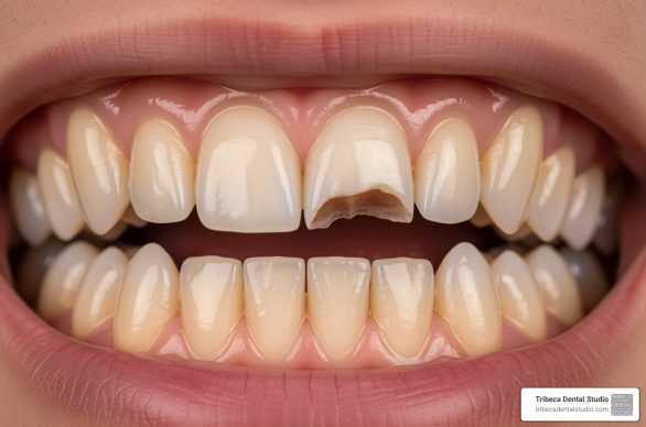 chipped back molar tooth