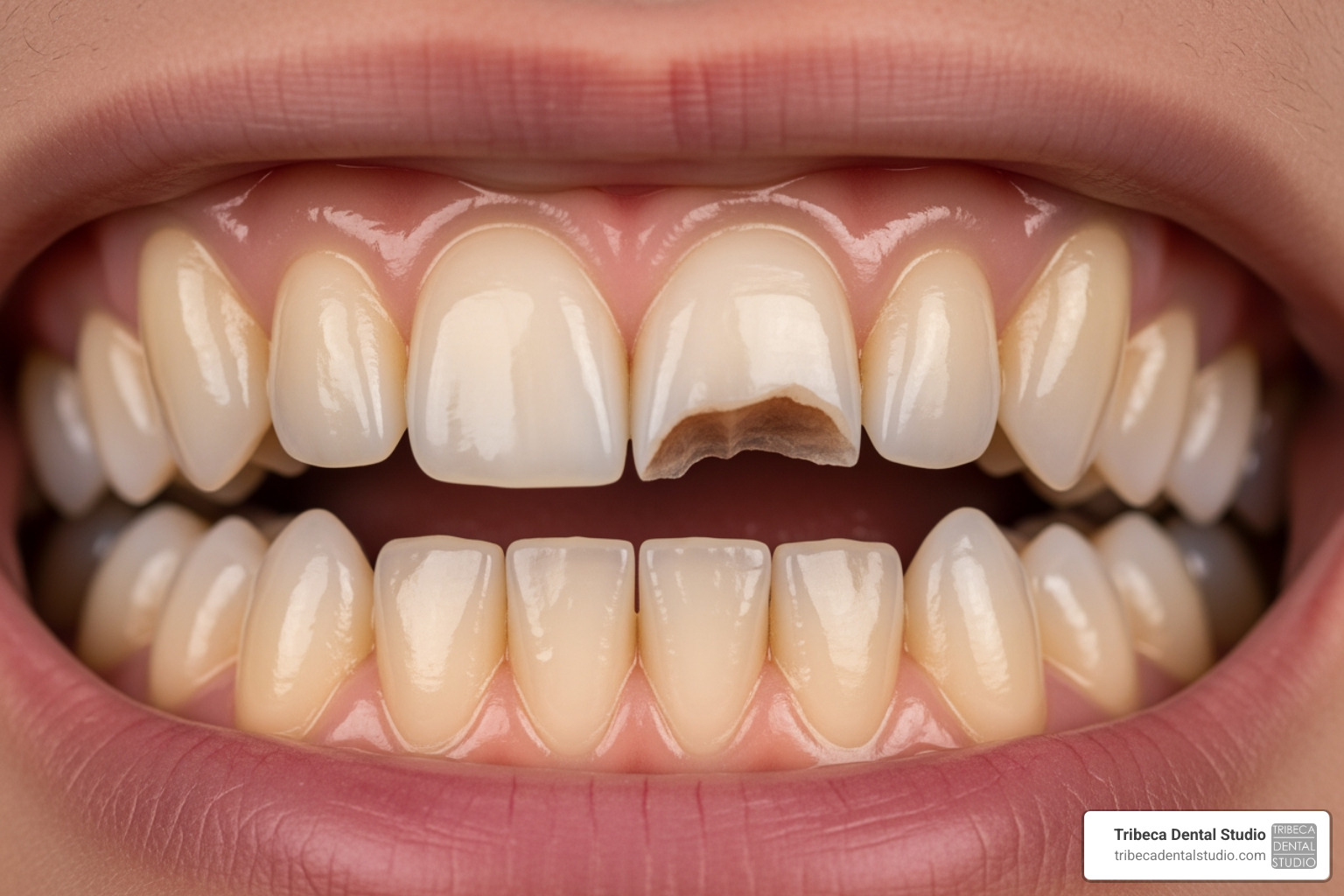 chipped back molar tooth