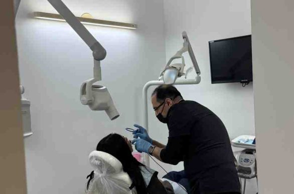 tooth filling process at dental clinic